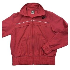 Vintage Y2k Nike Women's Pink Full Zip Windbreaker / Track Jacket‎ M Silver Tag